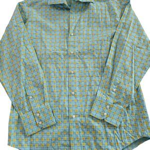 NWT Men's Medium Brandini Long Sleeve Turquoise Yellow Dress Button Down Shirt